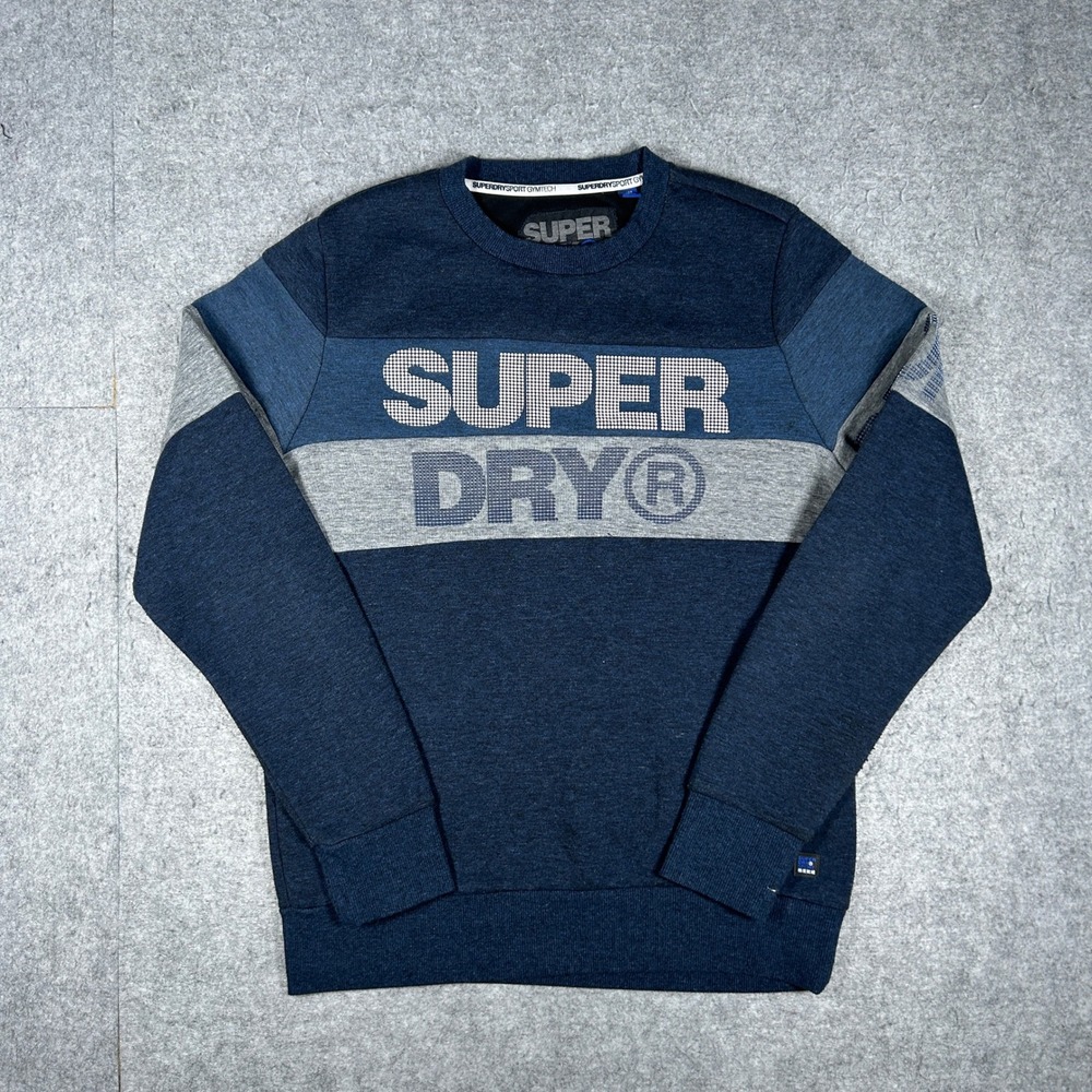 Superdry Sport Sweatshirt Mens Large Navy Gym Tech Crewneck Pullover Activewear